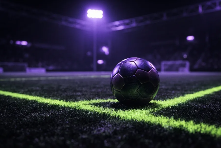 Illustratie: voetbal onder stadionlicht